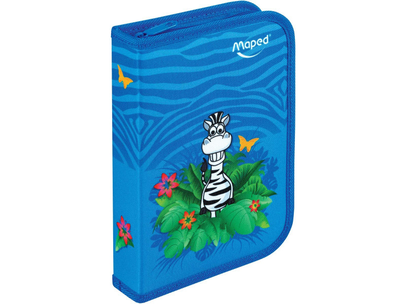 Maped Etui pour écolier Jungle, en polyester, bleu, garni