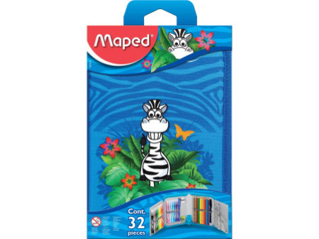 Maped Etui pour écolier Jungle, en polyester, bleu, garni