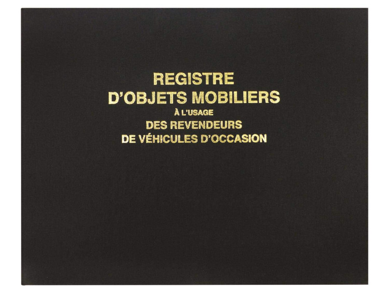 ELVE Registre 'Objets mobiliers et véhicules d'occasion'