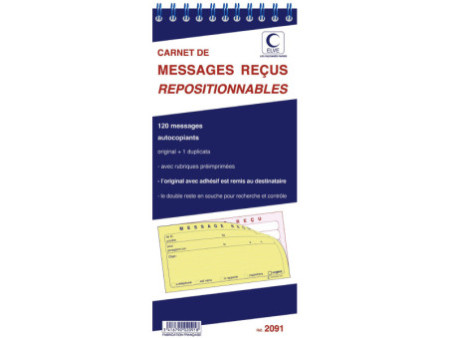 ELVE Carnet de messages reçus, 120 messages repositionnables