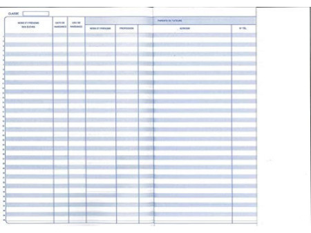 ELVE Registre d'appel journalier, piqûre 28 pages, 40 élèves