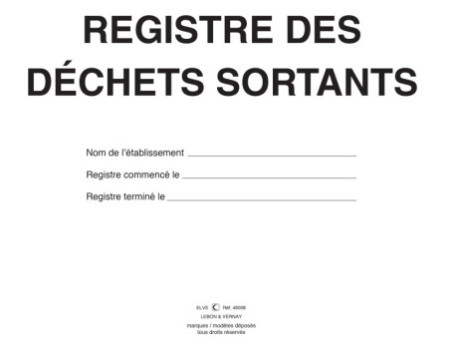 ELVE Registre des déchets sortants, 108 pages, 210 x 297 mm