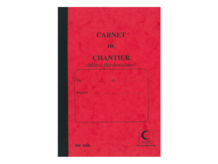 ELVE Carnet de chantier, relevé hebdomadaire, 190 x 130 mm
