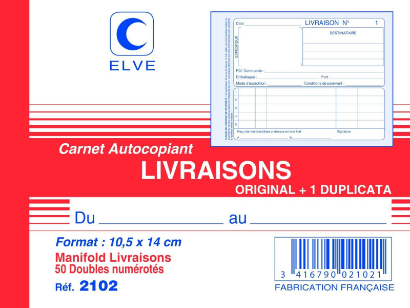 ELVE Manifold 'Livraisons', 105 x 140 mm, dupli