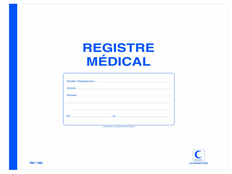 ELVE Cahier piqué 'Registre médical', 60 pages