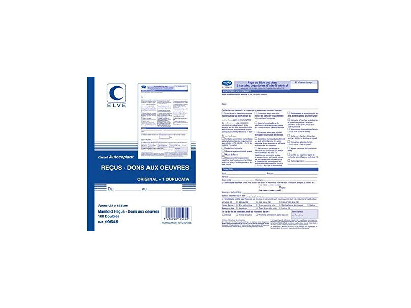 ELVE Manifold 'Carnets de recus - dons aux oeuvres', A4