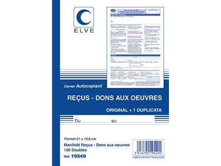 ELVE Manifold 'Carnets de recus - dons aux oeuvres', A4