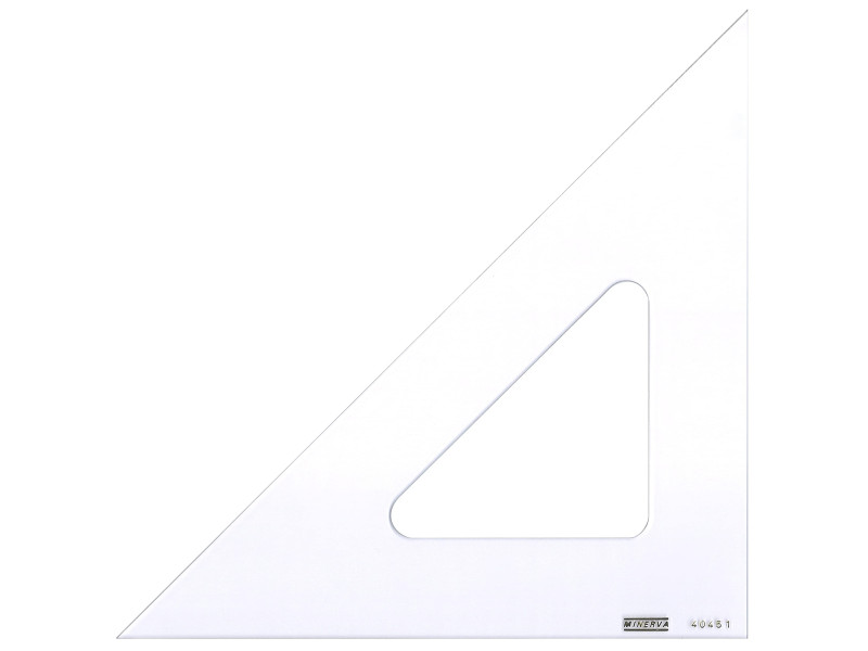 MINERVA Equerre en plexi usiné, hypoténuse: 424 mm