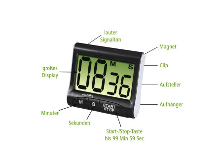 xavax Minuterie de cuisine 'Countdown', numérique, noir
