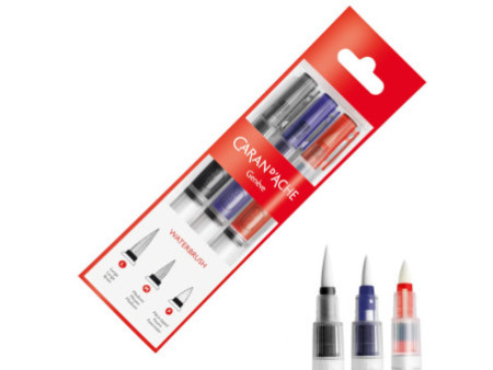CARAN D'ACHE Pinceau aquarelle à réservoir d'eau, set de 3