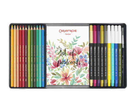 CARAN D'ACHE Set de dessin 'SET BOTANIQUE', 24 pièces