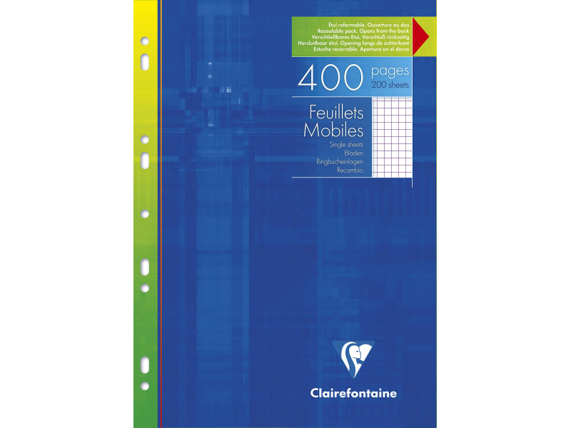 Clairefontaine Feuillets mobiles perforés, A4, quadrillé 5x5