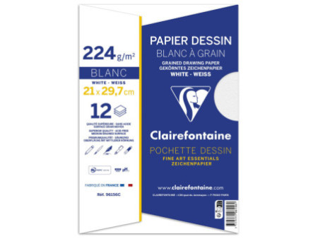 Clairefontaine Papier dessin 'Blanc à Grain', 210 x 297 mm