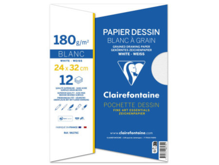 Clairefontaine Papier dessin 'Blanc à Grain', 240 x 320 mm
