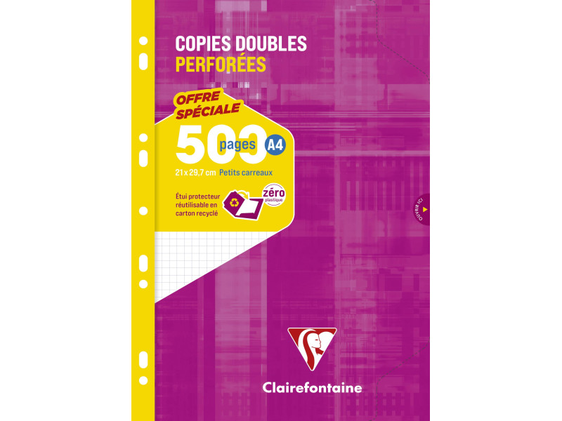 Clairefontaine Copies doubles perforées, A4, quadrillé 5x5
