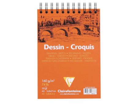 Clairefontaine Bloc papier dessin Croquis, A5, 160 g/m2