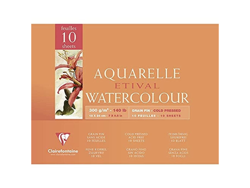 Clairefontaine Bloc de dessin Aquarelle ETIVAL, 180 x 240 mm