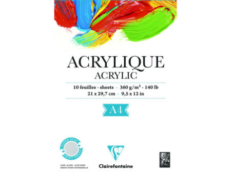 Clairefontaine Papier dessin ACRYLIC, A4, 360 g/m2, blanc