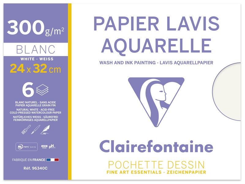 Clairefontaine Papier dessin 'Lavis Aquarelle', 240 x 320 mm