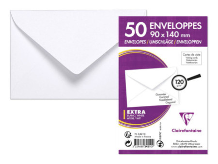 Clairefontaine Enveloppes pour carte de visite, 90 x 140 mm