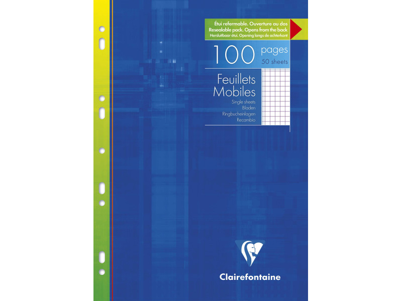 Clairefontaine Feuillets mobiles A4, quadrillé 5/5,100 pages