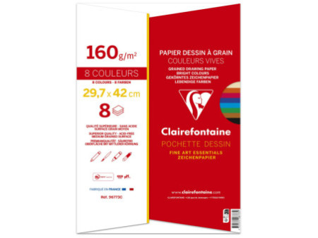 Clairefontaine Papier dessin 'à Grain', A3, couleurs vives