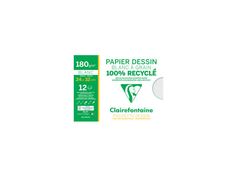 Clairefontaine Papier dessin 'Blanc à Grain' 100% recyclé