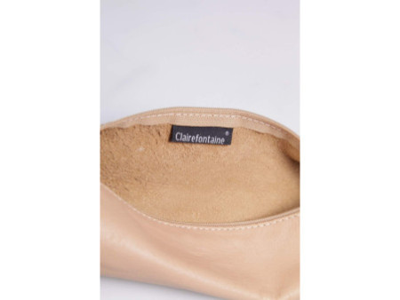 Clairefontaine Trousse petite ronde, cuir naturel