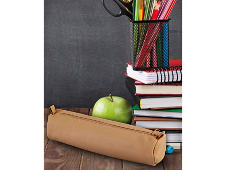 Clairefontaine Trousse petite ronde, cuir naturel