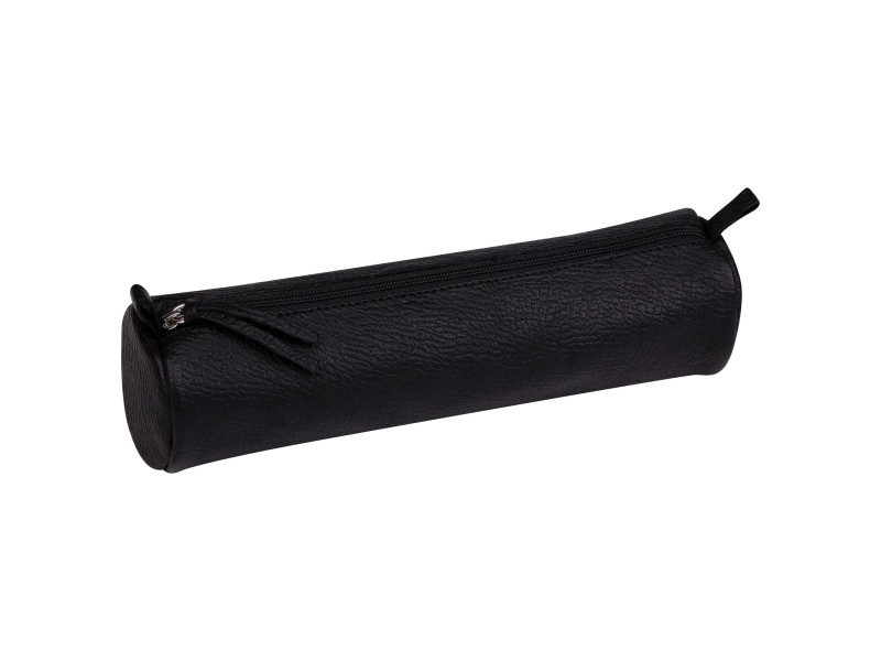 Clairefontaine Trousse ronde, cuir noir vieilli