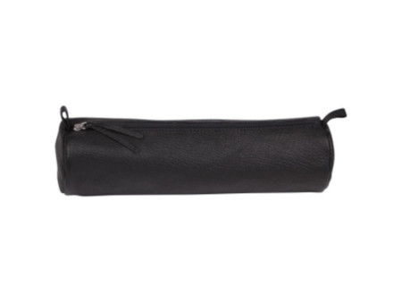 Clairefontaine Trousse ronde, cuir noir vieilli