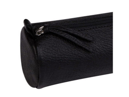 Clairefontaine Trousse ronde, cuir noir vieilli