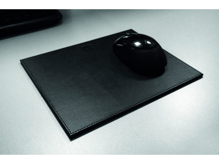 helit Tapis de souris 'the leather pad', en cuir, noir