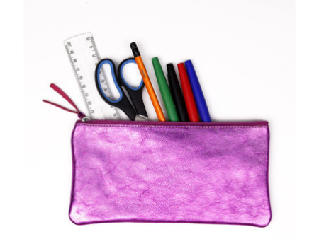 Clairefontaine Trousse CUIRISÉ, cuir,rectangulaire,framboise
