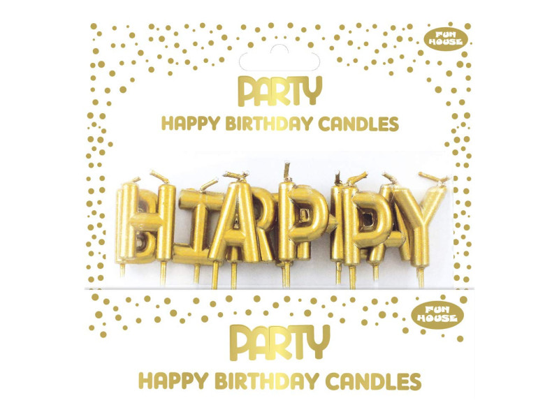 Clairefontaine Set bougies d'anniversaire Happy Birthday, or