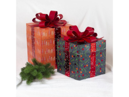 décopatch Boîte cadeau en papier mâché, cubique, set de 2
