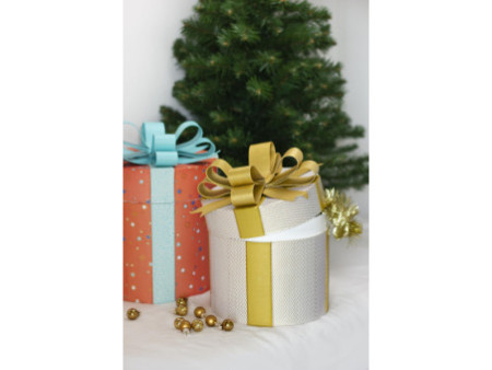 décopatch Boîte cadeau en papier mâché, rond, set de 2