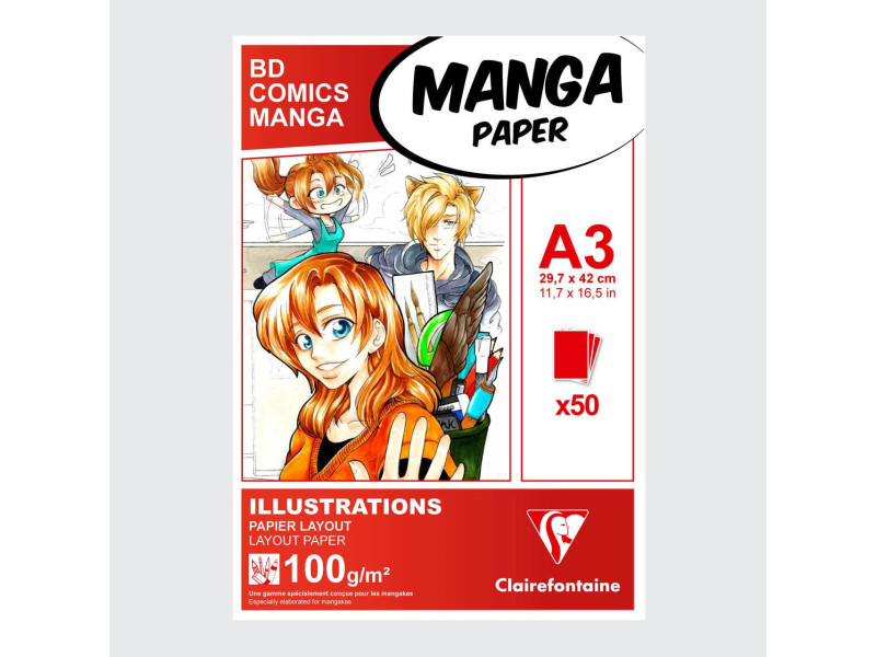 Clairefontaine Bloc de papier Layout MANGA ILLUSTRATIONS, A3