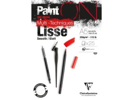 Clairefontaine Bloc papier dessin Paint'ON Lisse, A5, blanc