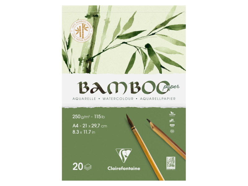 Clairefontaine Bloc de papier aquarelle BAMBOO, 250 g/m2, A4