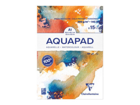 Clairefontaine Bloc de papier aquarelle AQUAPAD, 300 g/m2,A1