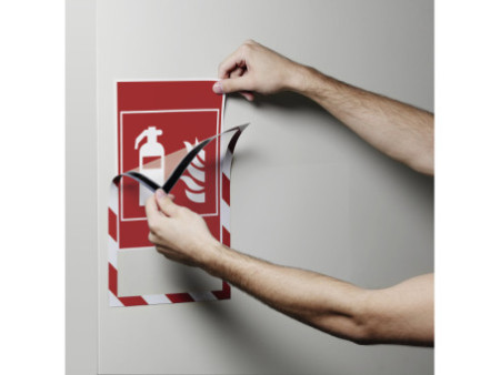 DURABLE Cadre magnétique SECURITY, format A4, rouge/blanc