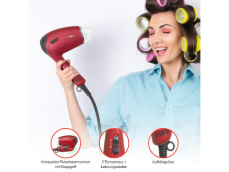 CLATRONIC Sèche-cheveux de voyage HTD 3429, rouge