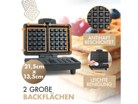 CLATRONIC Gaufrier WA 3606, noir/acier inoxydable