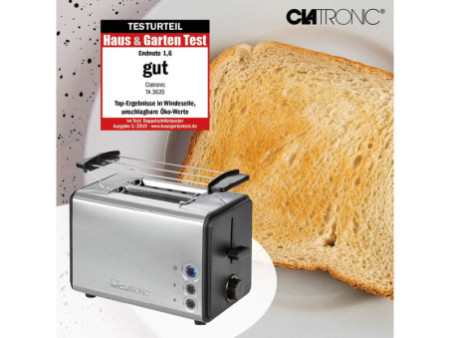 CLATRONIC Toaster à 2 tranches TA 3620, noir / acier inox