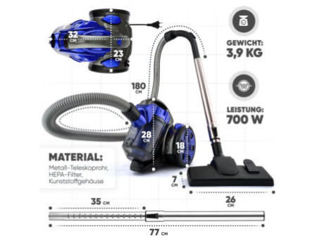 CLATRONIC Aspirateur traineau BS 1308, anthracite/bleu
