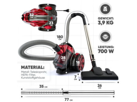 CLATRONIC Aspirateur traineau BS 1308, anthracite/rouge