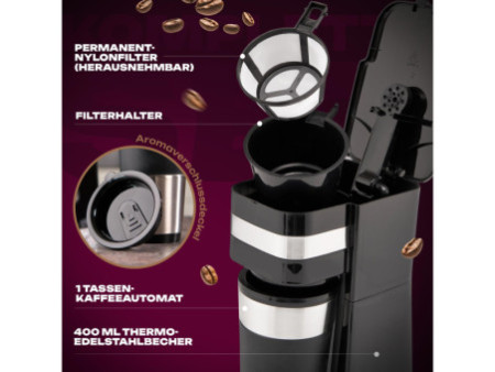 CLATRONIC Cafetière électrique to go KA 3733, noir/argent