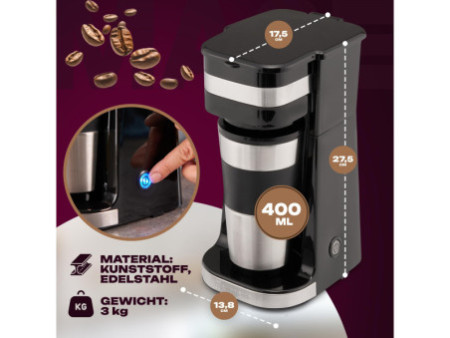 CLATRONIC Cafetière électrique to go KA 3733, noir/argent