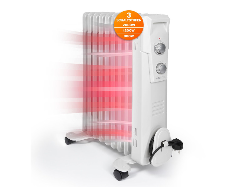 CLATRONIC Radiateur bain d'huile RA 3736, 9 éléments, blanc